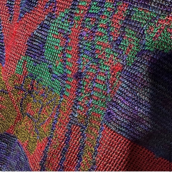 Vintage Holt Renfrew Red Blue Green Knit Half Button Up Pullover Light Sweater M - Picture 9 of 16